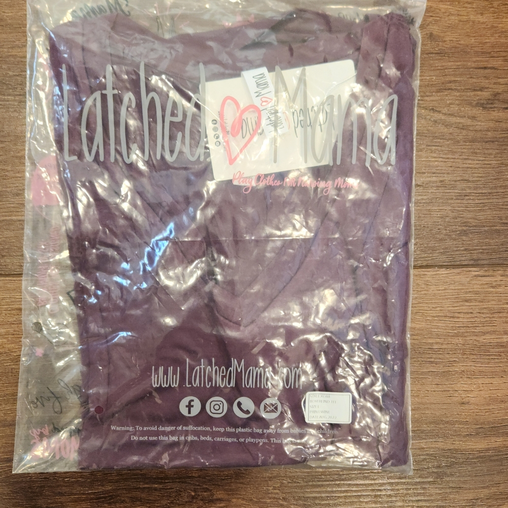 Latched Mama Wine Boyfriend NURSING Tee
